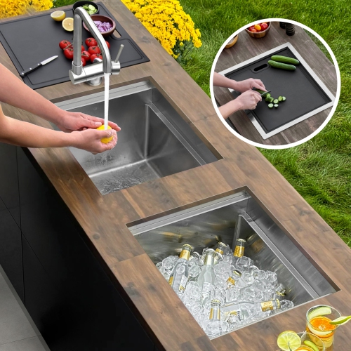 20" Dual-Mount Stainless Steel Insulated Ice Chest Workstation Sink with Dura-Tek