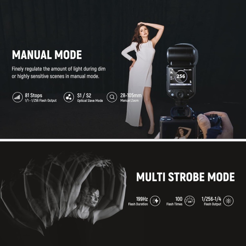 Open Box - NEEWER Z2-S 2.4G TTL Round Head Flash Speedlite for Sony with Upgraded UI and 2 Adjustable Modeling Lamps