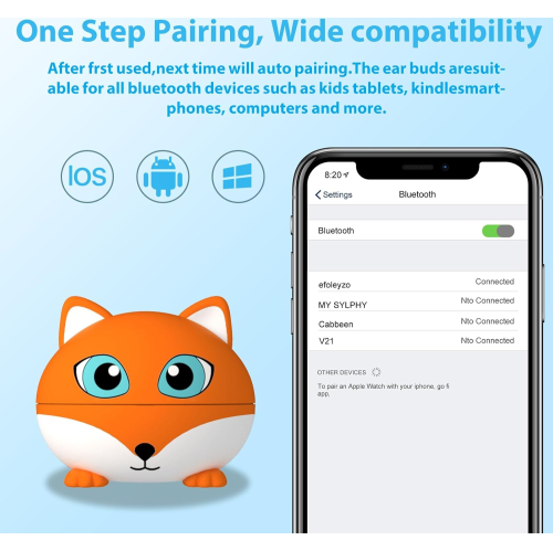 Kids Wireless Earbuds, Bluetooth Headphones for Kids with Mic, 85dB Volume Limitted, Touch Control, Long Battery Life, Small Ear Buds for Girls Boys