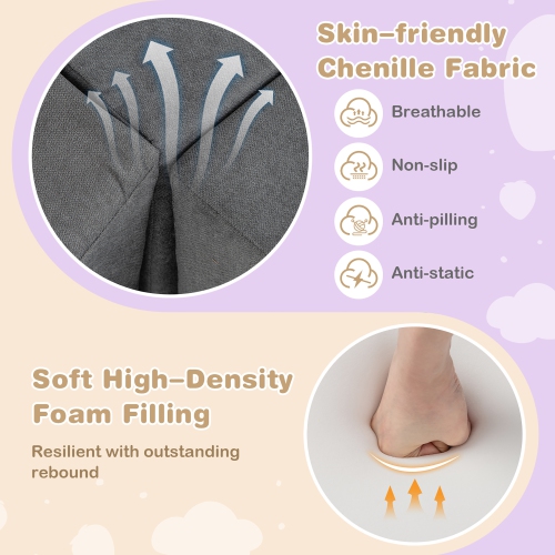 Gymax 6 Pcs Toddler Climbing Blocks w/ Handles Chenille Fabric Cover Corner Play Gym Gray