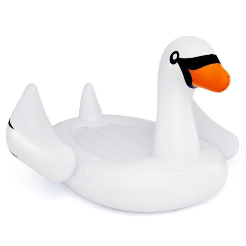 Gymax Giant Inflatable Swan Floating Island 4-Person Pool Float w/ 4 Cups Holders