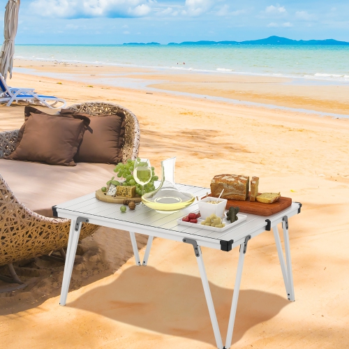 Gymax Folding Camping Table w/ Storage Bag & Waterproof Desktop Aluminum Structure