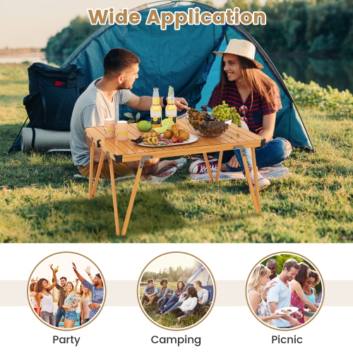 Gymax Folding Camping Table w/ Storage Bag & Waterproof Desktop Aluminum Structure