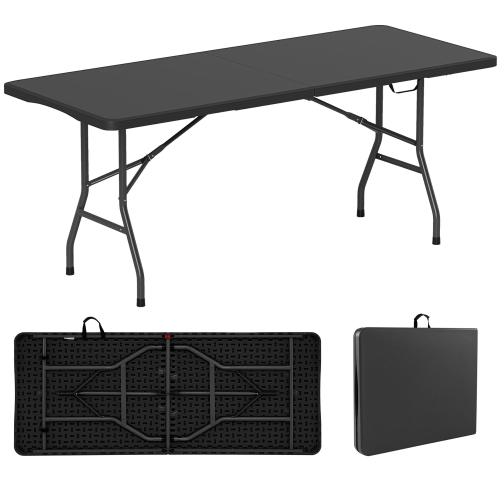 Gymax 6 ft Portable Folding Table w/HDPE Tabletop Safe Lock Mechanism Carrying Handle