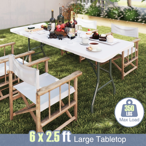 Gymax 6 ft Portable Folding Table w/HDPE Tabletop Safe Lock Mechanism Carrying Handle