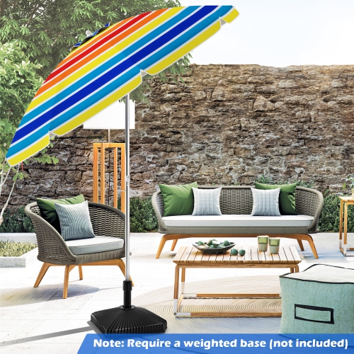 Gymax 6.5 FT Beach Umbrella UPF50+ Sun Protection Portable Sunshade Parasol for Sand