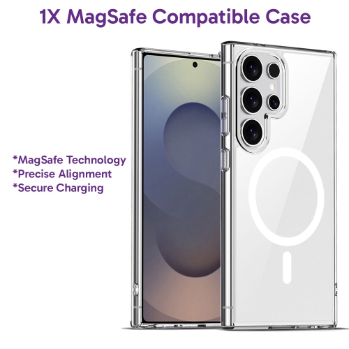 Rush Ultimate Bundle for Samsung Galaxy S24 | Clear MagSafe Case, Screen Protector, Camera Protector and 30W GAN Samsung fast Charger