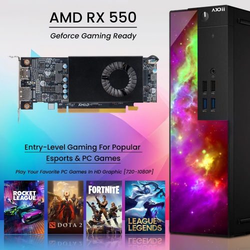 Refurbished - RGB Gaming PC Desktop Computer, Intel Core i5 processor upto 3.6GHz, AMD Radeon RX 550 4GB GDDR5, 16GB RAM, 512GB SSD - Windows 11 Pro