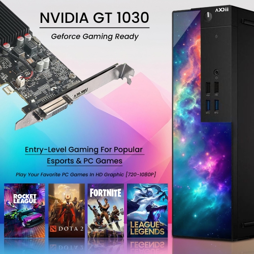 Refurbished - Custom Built RGB Gaming PC Desktop Computer, Intel Core i5-6500 Upto 3.6GHz, NVIDIA GeForce GT 1030 2GB, 16GB RAM, 512GB SSD - Windows
