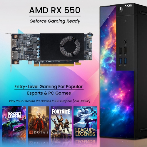 Refurbished - Custom Built RGB Gaming PC Desktop Computer, Intel Core i7-6700 Upto 4.0GHz, AMD Radeon RX 550 4GB, 16GB RAM, 512GB SSD - Windows 11 Pro