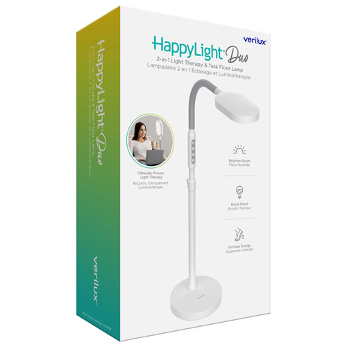 Verilux HappyLight Duo 2-in-1 Light Therapy Floor Lamp - White