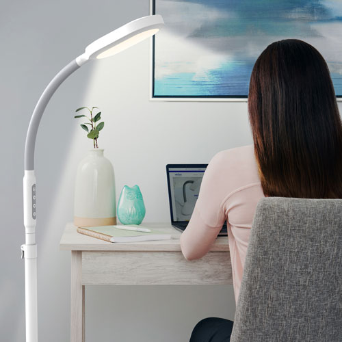 Verilux HappyLight Duo 2-in-1 Light Therapy Floor Lamp - White