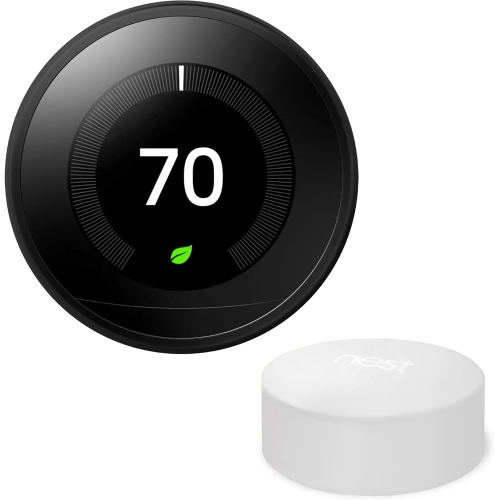 GOOGLE  - Nest Learning Thermostat (3Rd Generation) (T3016-Us) With Nest Temperature Sensor (T5000Sf) (Black) (Renewed)