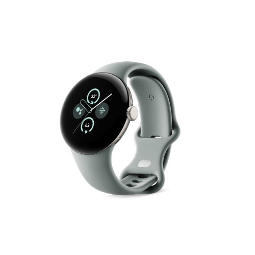 Remis à neuf - Montre Pixel Watch 2 (GPS + LTE) de Google avec boîtier en aluminium doré 40&nbsp;mm et bracelet sport vert lichen