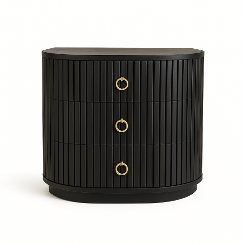 VAST Bedside 3 Drawers Cabinet - Black