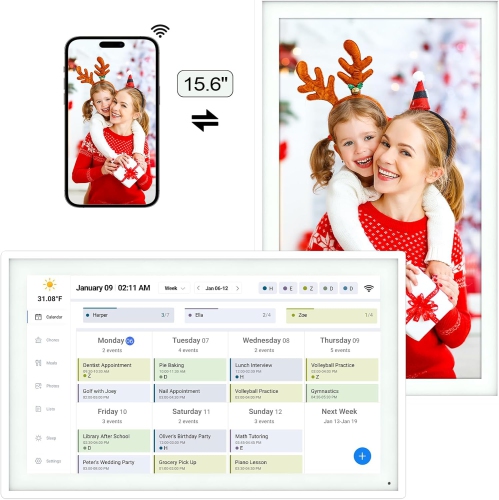 Digital Calendar: 15.6 Inch Smart Family Calendar & Chore Chart, 1920 * 1080 IPS Wall Mounted Picture Frame, Family Schedules Weekly and Monthly