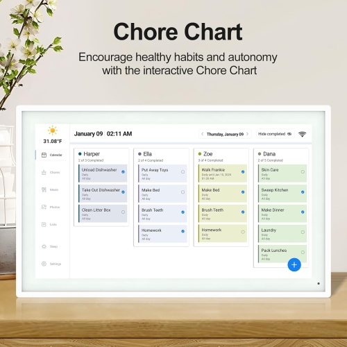 Digital Calendar: 15.6 Inch Smart Family Calendar & Chore Chart, 1920 * 1080 IPS Wall Mounted Picture Frame, Family Schedules Weekly and Monthly