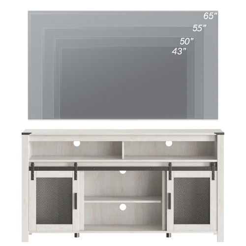 WAMPAT TV Stand for 65+ Inch TV, Farmhouse Highboy Entertainment Center with Sliding Mesh Doors, 59“ Media Console Storage, Wood Television Stand for