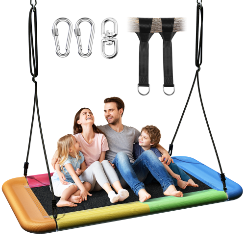 MIHOVER 60" Giant Platform Tree Swing 700lb Weight Capacity Durable Steel Frame - Rainbow