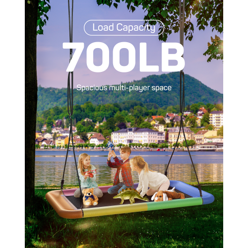 MIHOVER 60" Giant Platform Tree Swing 700lb Weight Capacity Durable Steel Frame - Rainbow