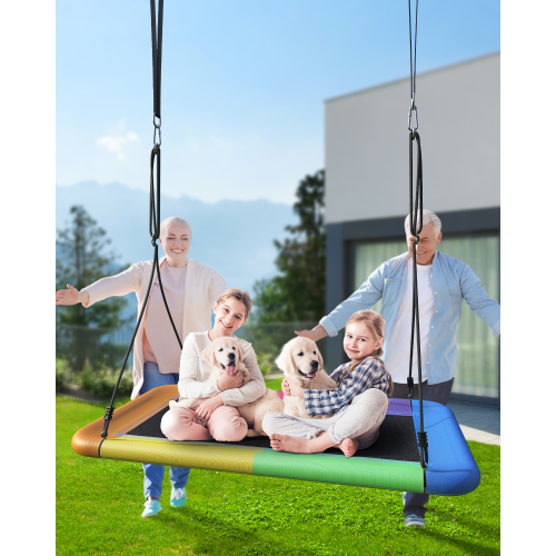 MIHOVER 60" Giant Platform Tree Swing 700lb Weight Capacity Durable Steel Frame - Rainbow