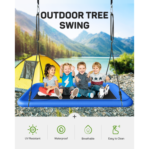MIHOVER 60" Giant Platform Tree Swing 700lb Weight Capacity Durable Steel Frame - Blue