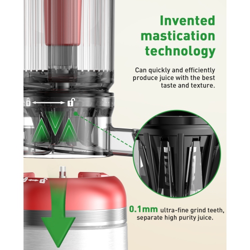 GlowWise Cold Press Juicer 4.35" Extra-Wide Chute, Slow Masticating for 30% Yield! QuietTech 3-Min Clean. Ideal for Homes/Gym/Wellness –