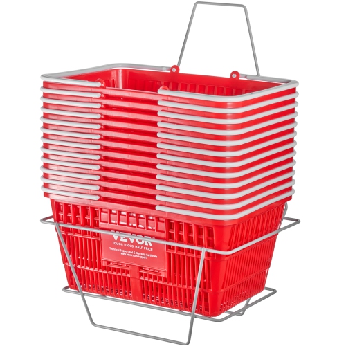 VEVOR  16.5 X 11.8 X 8.27 Inch Shopping Basket, Set Of 12, 21L Durable Plastic Grocery Basket \w Handle And Stand, Portable Shop Basket Bulk Used For