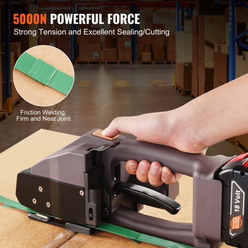 VEVOR Electric Strapping Machine, for 0.39"-0.75" PP PET Straps, Portable Electric Banding Tool with Digital Display, 2 x 4000mAh Battery Powered