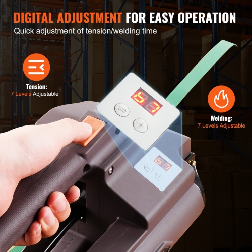 VEVOR Electric Strapping Machine, for 0.39"-0.75" PP PET Straps, Portable Electric Banding Tool with Digital Display, 2 x 4000mAh Battery Powered
