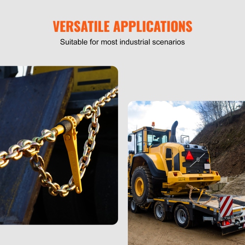 VEVOR 1/4"-5/16" Ratchet Chain Binders,2600 lbs Safe Working Load, 4 Pack Load Binder with 2 Grab Hooks, Tie Downs for Transport Chain, Heavy Duty