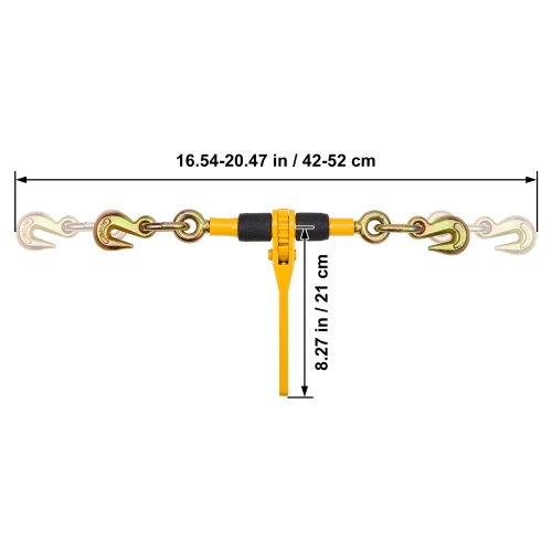 VEVOR 1/4"-5/16" Ratchet Chain Binders,2600 lbs Safe Working Load, 4 Pack Load Binder with 2 Grab Hooks, Tie Downs for Transport Chain, Heavy Duty