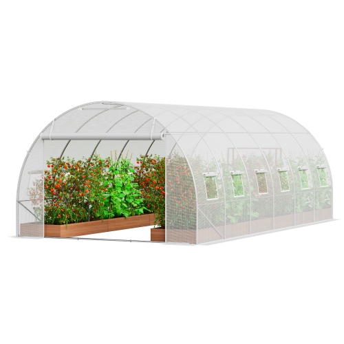 VEVOR 19.4x9.7x6.5 ft Walk-in Tunnel Greenhouse, Hoop House Greenhouse Tunnel, Plant Hot House with Galvanized Steel Frame, White PE Cover, Roll-up