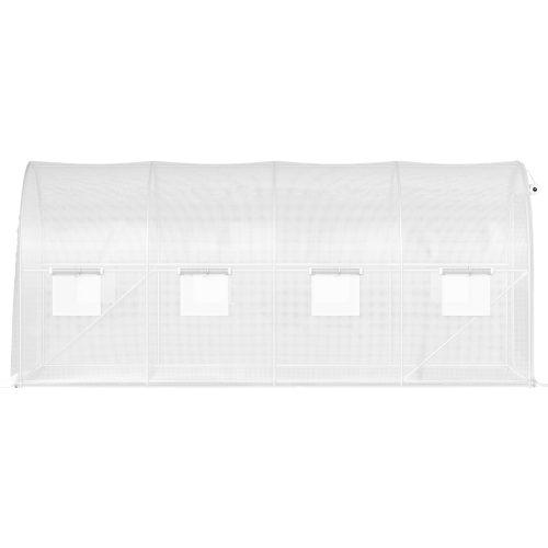Serre-tunnel VEVOR 15 x 6,5 x 7 pi, maison chaude portative avec anneaux en acier galvanisé, 1 poutre supérieure, 2 poteaux diagonaux, 2 portes