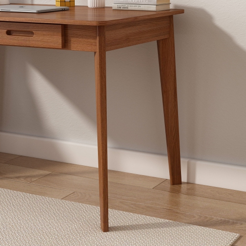 Famapy – Bureau de travail en noyer avec deux tiroirs, table moderne pour le bureau à domicile, brun foncé