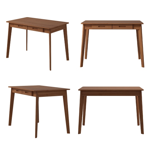 Famapy – Bureau de travail en noyer avec deux tiroirs, table moderne pour le bureau à domicile, brun foncé