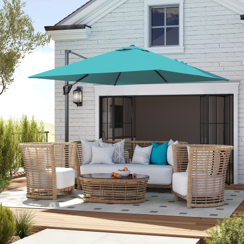 Outsunny 8' x 8' Square Patio Hanging Offset Umbrella with 360° Rotation, Aluminum Outdoor Cantilever Parasol with Crank & Tilt, Sun Canopy Shelter