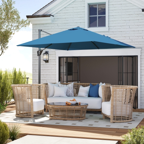 Outsunny 8' x 8' Square Patio Hanging Offset Umbrella with 360° Rotation, Aluminum Outdoor Cantilever Parasol with Crank & Tilt, Sun Canopy Shelter