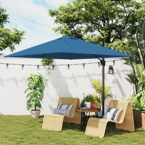 Outsunny 8' x 8' Square Patio Hanging Offset Umbrella with 360° Rotation, Aluminum Outdoor Cantilever Parasol with Crank & Tilt, Sun Canopy Shelter