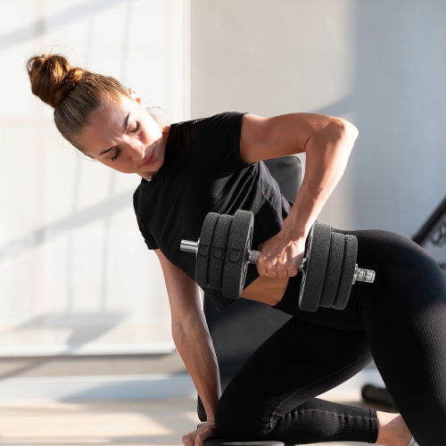 Ensemble d'haltères réglables 55 lb de Soozier haltères haltères pour entraînement de levage pour le corps, noir