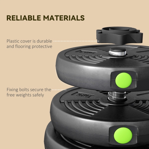 Ensemble d'haltères et d'haltères réglables 2-en-1 de Soozier, ensemble de poids gratuits avec poignées antidérapantes pour entraînement à domicile