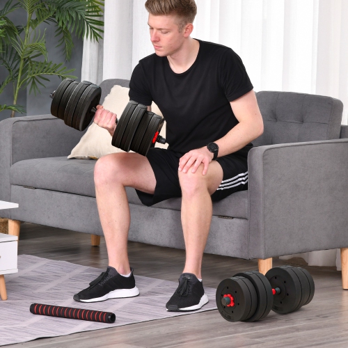 Ensemble d'haltères réglables 2-en-1 66 lb de Soozier, haltères et haltères pour la mise en forme du corps, entraînement au levage pour la