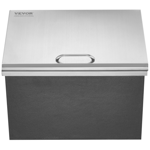 VEVOR 20"L x 16"W x 13"H Drop in Ice Chest, Stainless Steel Ice Cooler, Commercial Ice Bin with Hinged Cover, 40 qt Outdoor Kitchen Ice Bar,