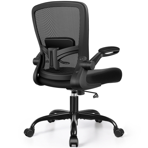 Coolse Ergonomic Office Chair with Adjustable Lumbar Support, High Back Mesh Desk Chair, Flip-Up Armrests, Swivel Rolling Computer Chair for Home