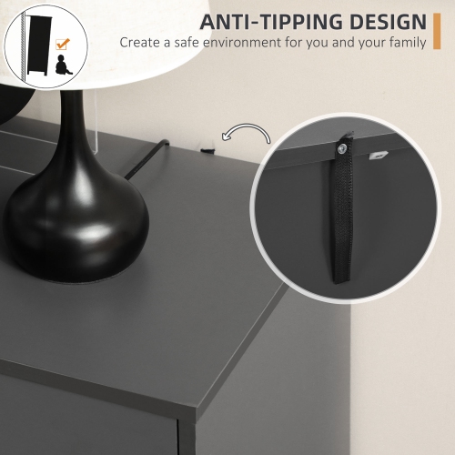 HOMCOM Sideboard Buffet Cabinet, Nordic Storage Coffee Bar Cabinet with Doors, 3 Drawers and Adjustable Shelves, Dark Grey