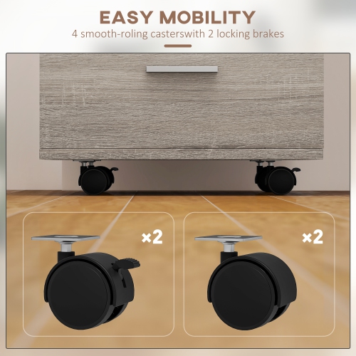 Vinsetto Small File Cabinet with 3 Drawers and Lock, Mobile Vertical Filing Cabinet with Wheels, Under Desk Office Drawer, 15.7" x 15.7" x 24.2",
