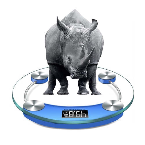 Weight scale, home electronic scale, high-precision measurement, 4 mm tempered glass, diameter 28 cm, LCD backlight display, 180 kg, blue