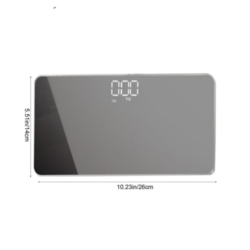 Mini pèse-personne électronique - matériau miroir, capteur de température ambiante, petit et portatif, chargement USB Balance miroir rectangulaire