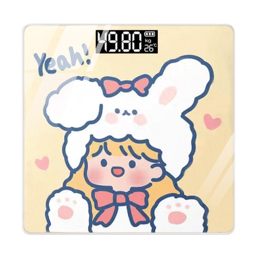 Blue backlight scale – cute design, tempered glass, touch-activated automatically, accurate measurement, long battery life