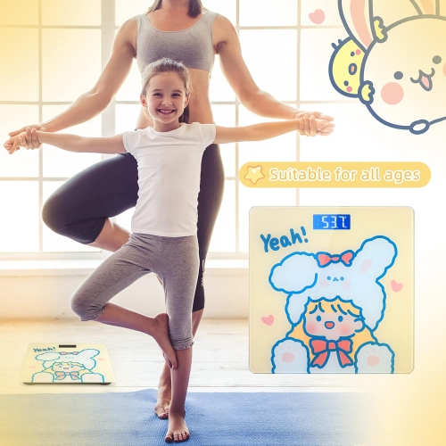 Blue backlight scale – cute design, tempered glass, touch-activated automatically, accurate measurement, long battery life